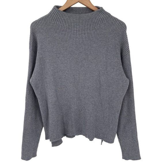 VICI Mock Neck Ribbed Long Sleeve Sweater Relaxed Fit Women Small Grey SW7417B - Picture 1 of 6